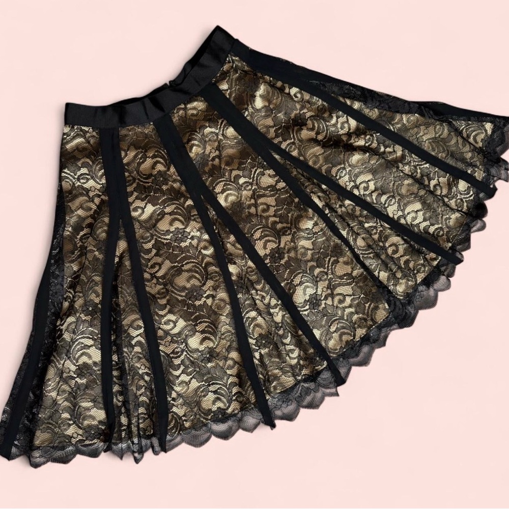 Apostrophe Black and Gold Lace Skater Skirt